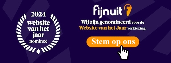 Banner van de nominatie van Fijnuit voor website van het jaar